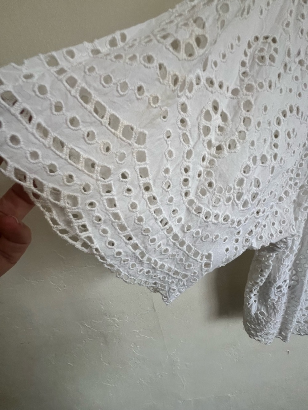 Ralph Lauren White Eyelet Flutter-Sleeve Blouse